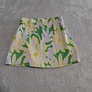 Zara Floral Print Green/Yellow/Stretch Mini Skirt Size‎ Small